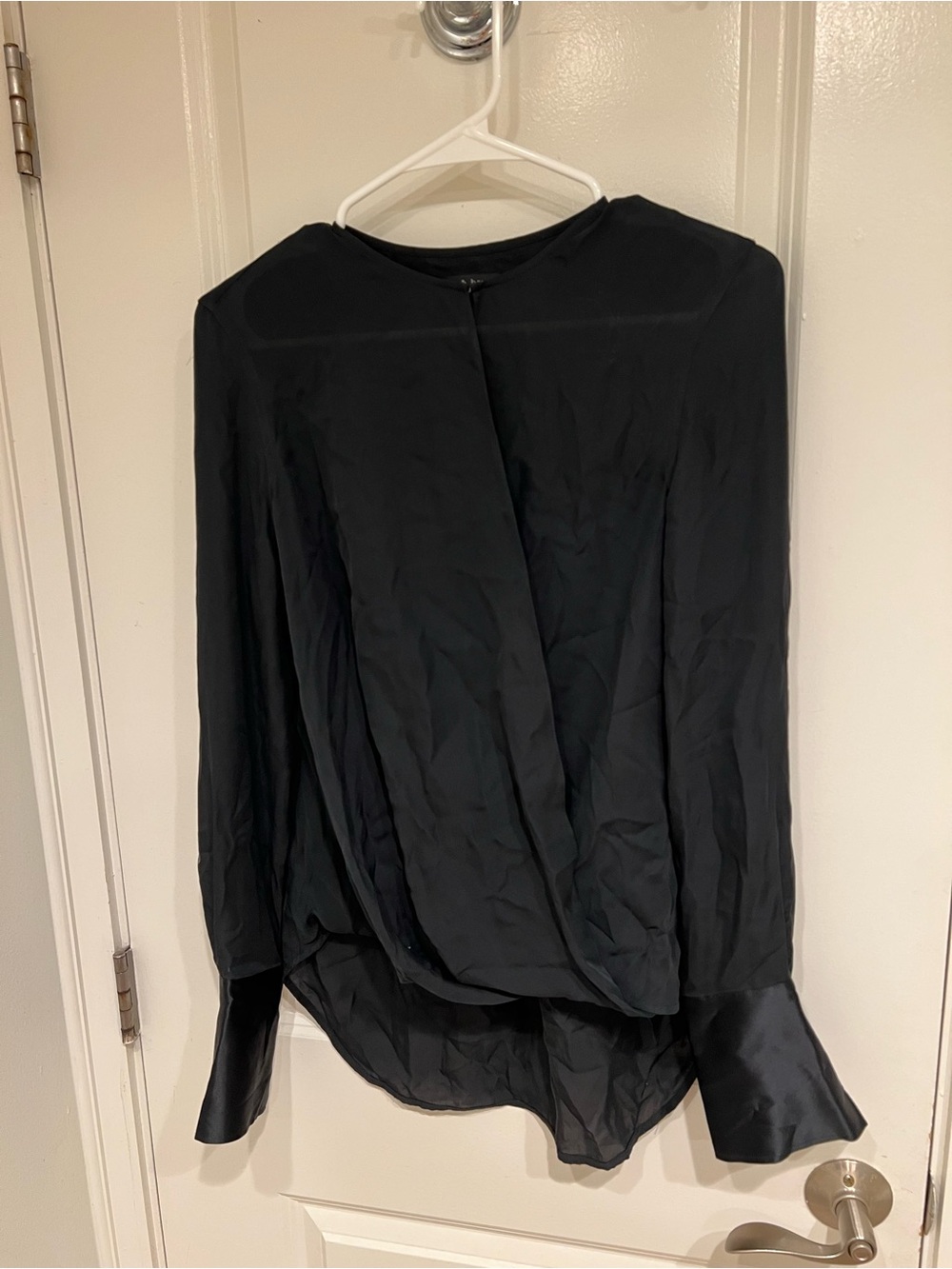 rag & bone Black Long-Sleeve Silk Blouse